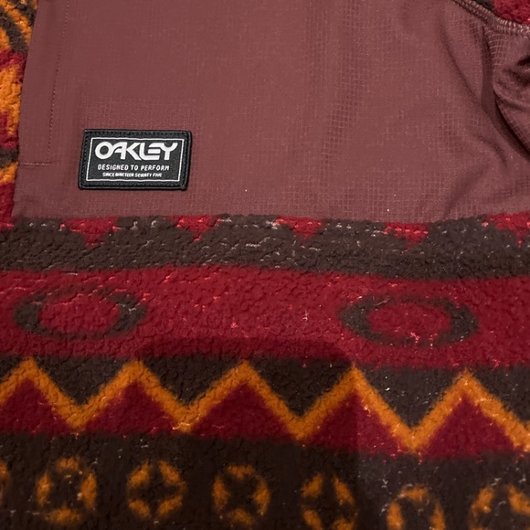 Oakley Men's Vibrant Red and Brown Jacket Men's Size XL Sherpa Zip Jacket - Picture 3 of 4